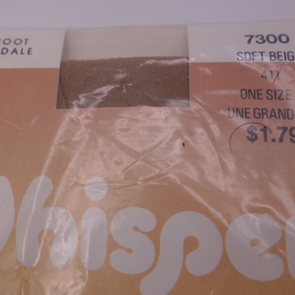 Whisper One Size All Sheer Sandalfoot Soft Beige Made in Canada Panty Hose - Picture 5 of 13